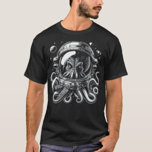 Retro Weird Octopus Space Octopus in helm T-shirt