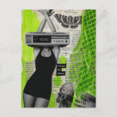 Retro Wekker Dame Collage Briefkaart (Voorkant)