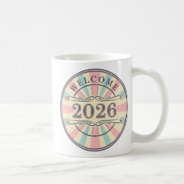 Retro Welcome 2026 New Year Mug Koffiemok