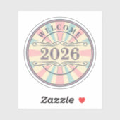 Retro Welcome 2026 New Year Sticker (Vel)