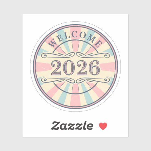 Retro Welcome 2026 New Year Sticker (Vel)