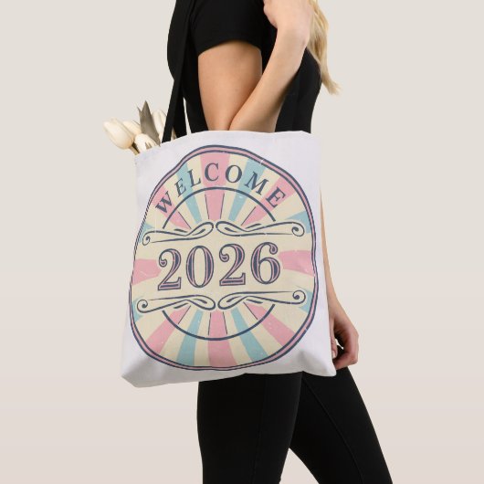 Retro Welcome 2026 New Year Tote Bag (Dichtbij)