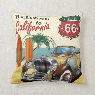 Retro "Welcome to California"Route 66 poster, Kussen