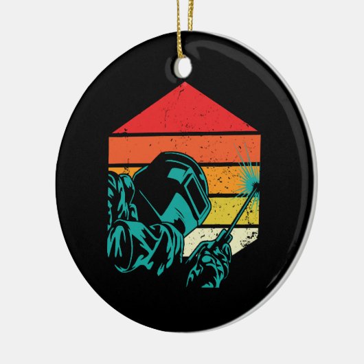 Retro Welding Helmet Silhouette Welder Gif Keramisch Ornament (Links)