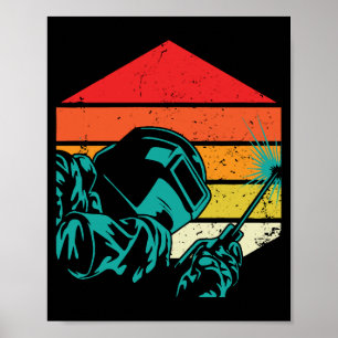 Retro  Welding Helmet Silhouette Welder Gif Poster