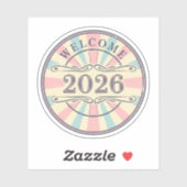 Retro Welkom 2026 Nieuwjaar Sticker (Vel)