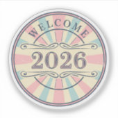 Retro Welkom 2026 Nieuwjaar Sticker (Voorkant)