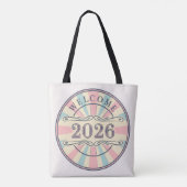 Retro Welkom 2026 Nieuwjaar Tas (Achterkant)