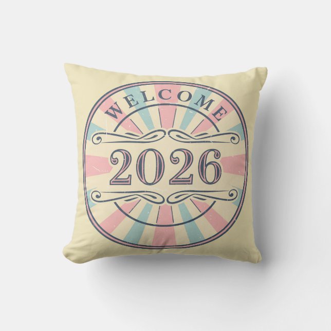 Retro Welkom 2026 Sierkussen (Voorkant)