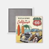 Retro "Welkom in Californië" Route 66 poster, Magneet (Voorkant / Achterkant)