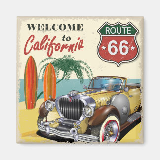 Retro "Welkom in Californië" Route 66 poster, Magneet