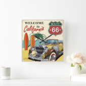 Retro "Welkom in Californië" Route 66 poster, Vierkante Klok (Huis)