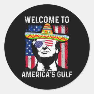 Retro Welkom in de Golf van Amerika Grappig Trump Ronde Sticker