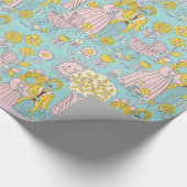 RETRO Welkom nieuw meisje Cadeaupapier (Hoek)