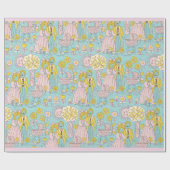 RETRO Welkom nieuw meisje Cadeaupapier (Vlak)