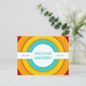 retro welkome aan boord briefkaart (Staand voorkant)