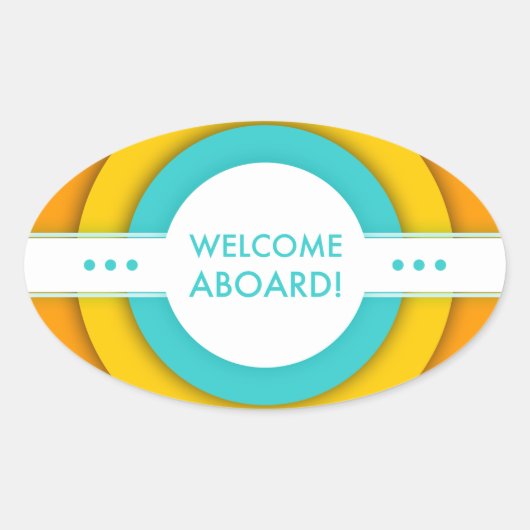 retro welkome aan boord ovale sticker (Voorkant)