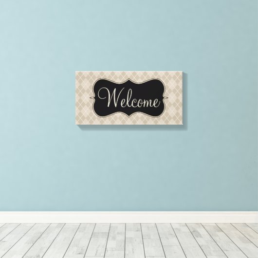 Retro Welkomstbord Canvas Art (Insitu (Houten vloer))