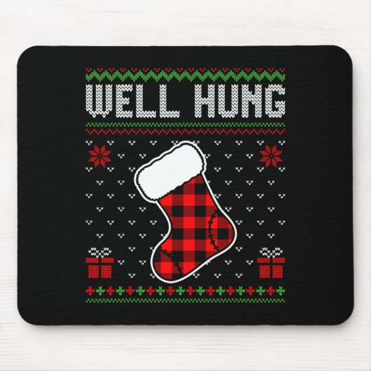 Retro Well Hung Ugly Christmas Sweater Couples Mat Muismat (Voorkant)