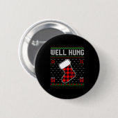 Retro Well Hung Ugly Christmas Sweater Couples Mat Ronde Button 5,7 Cm (Voorkant /achterkant)