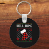 Retro Well Hung Ugly Christmas Sweater Couples Mat Sleutelhanger (Voorkant)