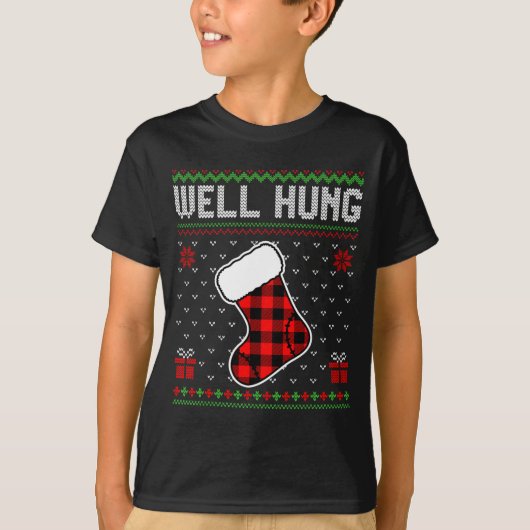 Retro Well Hung Ugly Christmas Sweater Couples Mat T-shirt (Voorkant)