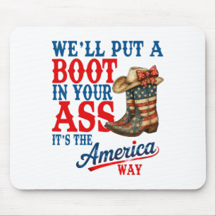 Retro We'll Put A Boot Western Cowgirl Usa Vlag 4t Muismat