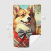 Retro Welsh Corgi Cardigan Schilderij Golfhanddoek (Insitu)