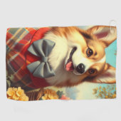 Retro Welsh Corgi Cardigan Schilderij Golfhanddoek (Horizontaal)