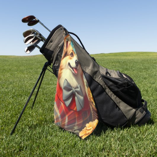 Retro Welsh Corgi Cardigan Schilderij Golfhanddoek (Groen)