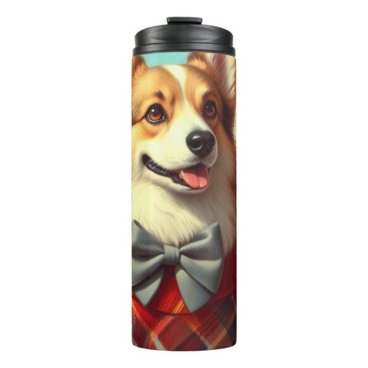 Retro Welsh Corgi Cardigan Schilderij Thermosbeker (Voorkant)
