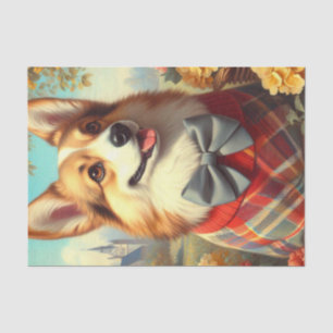 Retro Welsh Corgi Cardigan Schilderij Tissuepapier