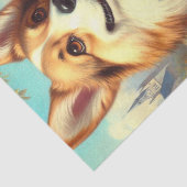 Retro Welsh Corgi Cardigan Schilderij Tissuepapier (Detail)