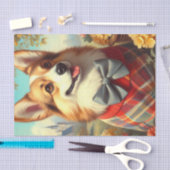 Retro Welsh Corgi Cardigan Schilderij Tissuepapier (Craft)