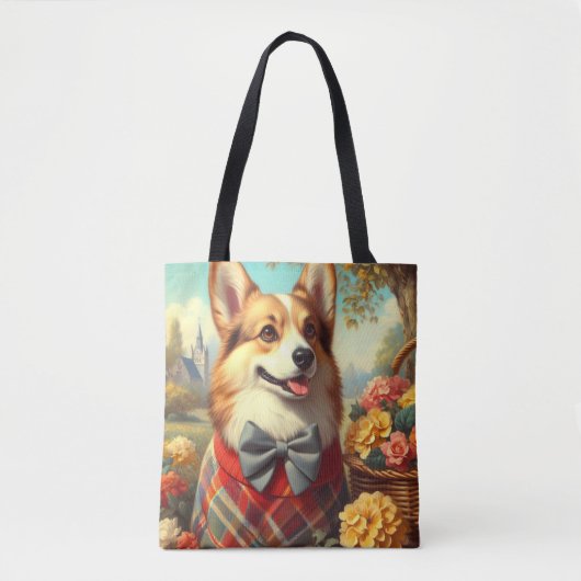 Retro Welsh Corgi Cardigan Schilderij Tote Bag (Voorkant)