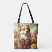 Retro Welsh Corgi Cardigan Schilderij Tote Bag (Achterkant)