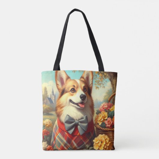 Retro Welsh Corgi Cardigan Schilderij Tote Bag (Achterkant)