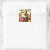 Retro Welsh Corgi Cardigan Schilderij Vierkante Sticker (Tas)