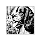 Retro Welsh Springer Spaniel Bruin Witte Kunst Rubberstempel (Afrduk)