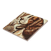 Retro Welsh Springer Spaniel Bruin Witte Kunst Tegeltje (Zijkant)