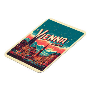 Retro Wenen stad Oostenrijk skyline cadeaus Magneet