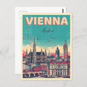Retro Wenen stad Oostenrijk skyline geschenken Briefkaart