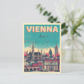 Retro Wenen stad Oostenrijk skyline geschenken Briefkaart (Staand voorkant)