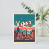Retro Wenen stad Oostenrijk skyline geschenken Briefkaart (Staand voorkant)