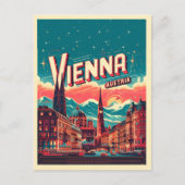 Retro Wenen stad Oostenrijk skyline geschenken Briefkaart (Voorkant)