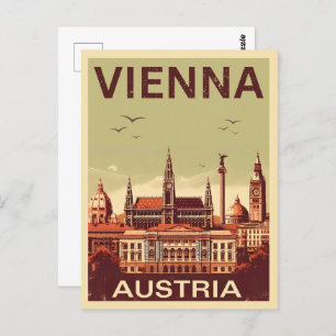 Retro Wenen stad Oostenrijk skyline geschenken Briefkaart