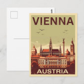 Retro Wenen stad Oostenrijk skyline geschenken Briefkaart (Voorkant / Achterkant)