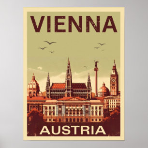 Retro Wenen stad Oostenrijk skyline geschenken Poster