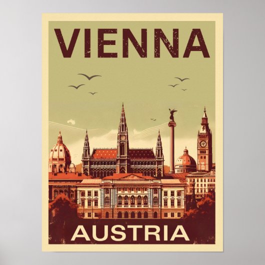 Retro Wenen stad Oostenrijk skyline geschenken Poster (Voorkant)