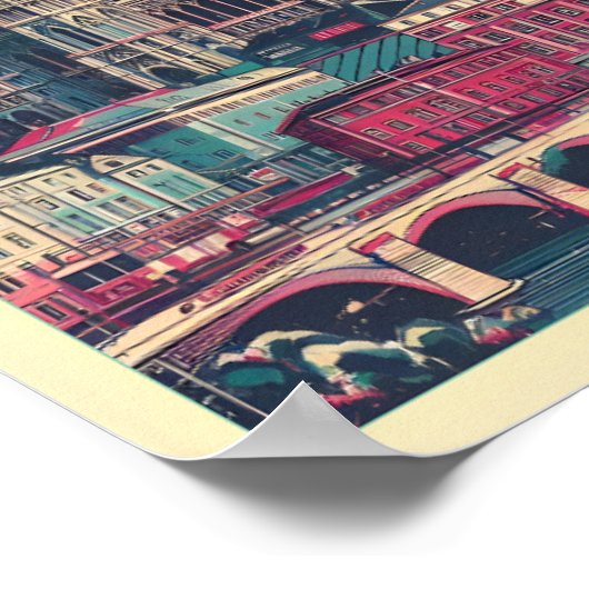 Retro Wenen stad Oostenrijk skyline geschenken Poster (Hoek)